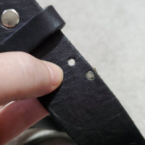 HUGO BOSS & ALLEN EDMONDS Italian Genuine Leather Belt Black Silver Men's 36 - Picture 10 of 10